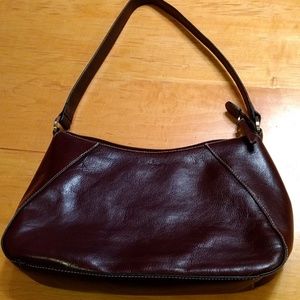 Brown leather handbag
